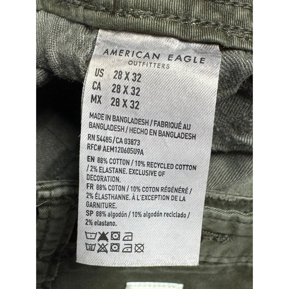 American Eagle Flex Cargo Pants Mens 28x32 Olive Green Straight Leg
